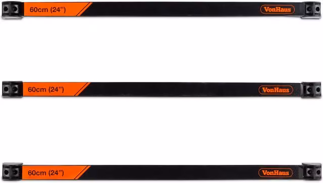 VonHaus Set of 3 Wall Mounted Magnetic Steel Tool Holders, Black, W: 60 cm – 1