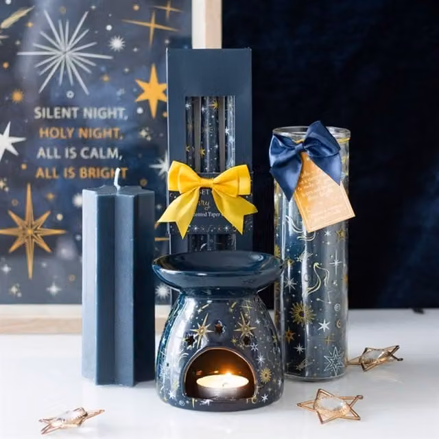 KDMK Set of Three Starry Night Taper Candles in Petrol