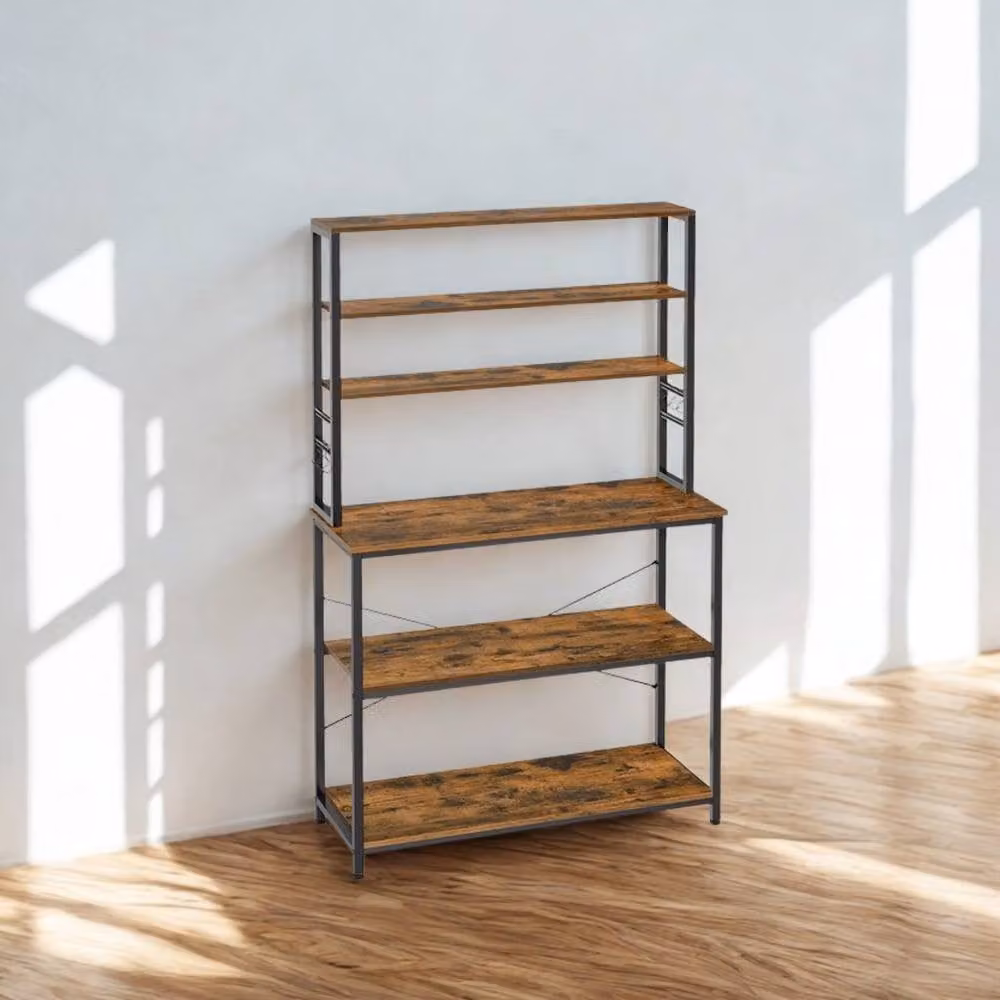 Pirlo Plush Industrial 6 Tier Kitchen Storage Rack with Adjustable Shelves, Brown, W/D/H: 40 x 40 x 167 cm – 5