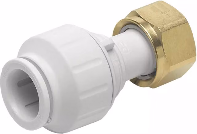 John Guest White Straight Tap Connector 15mm x 1/2 inch