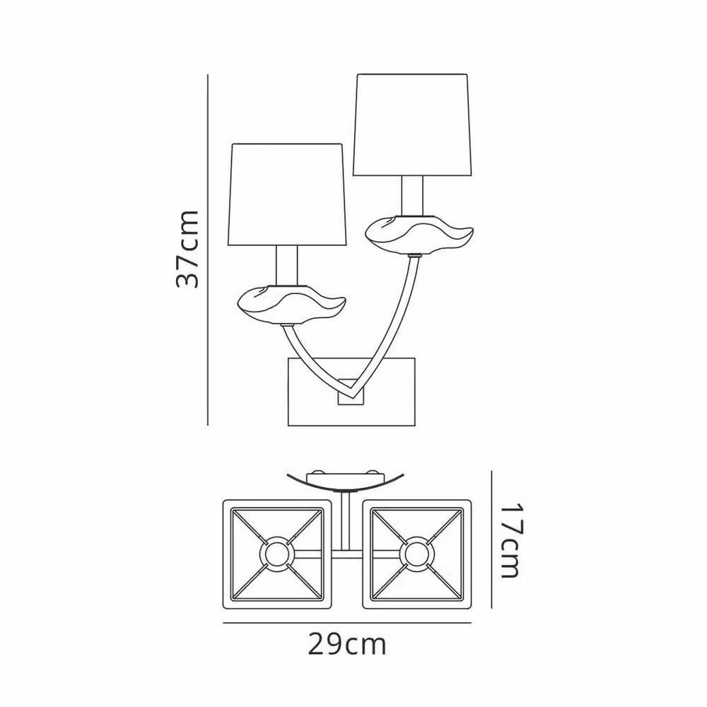 Netlighting Akira 2-Light Wall Lamp with Polished Chrome Finish and Black Grey Shades, E14 – 2