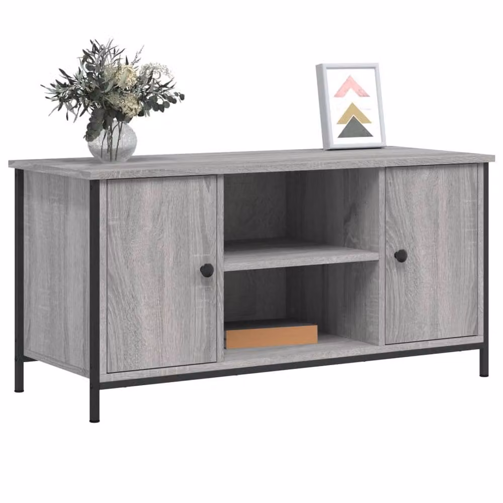 Berkfield Home Grey Sonoma TV Cabinet in Engineered Wood W/D/H: 100 x 40 x 50 cm – 3
