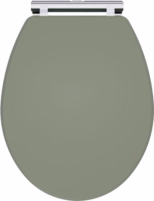 Balterley Oval Wooden Soft Close Toilet Seat with Quick Release, Green, W: 35.0 cm, D: 45.1 cm, H: 6.0 cm – 1