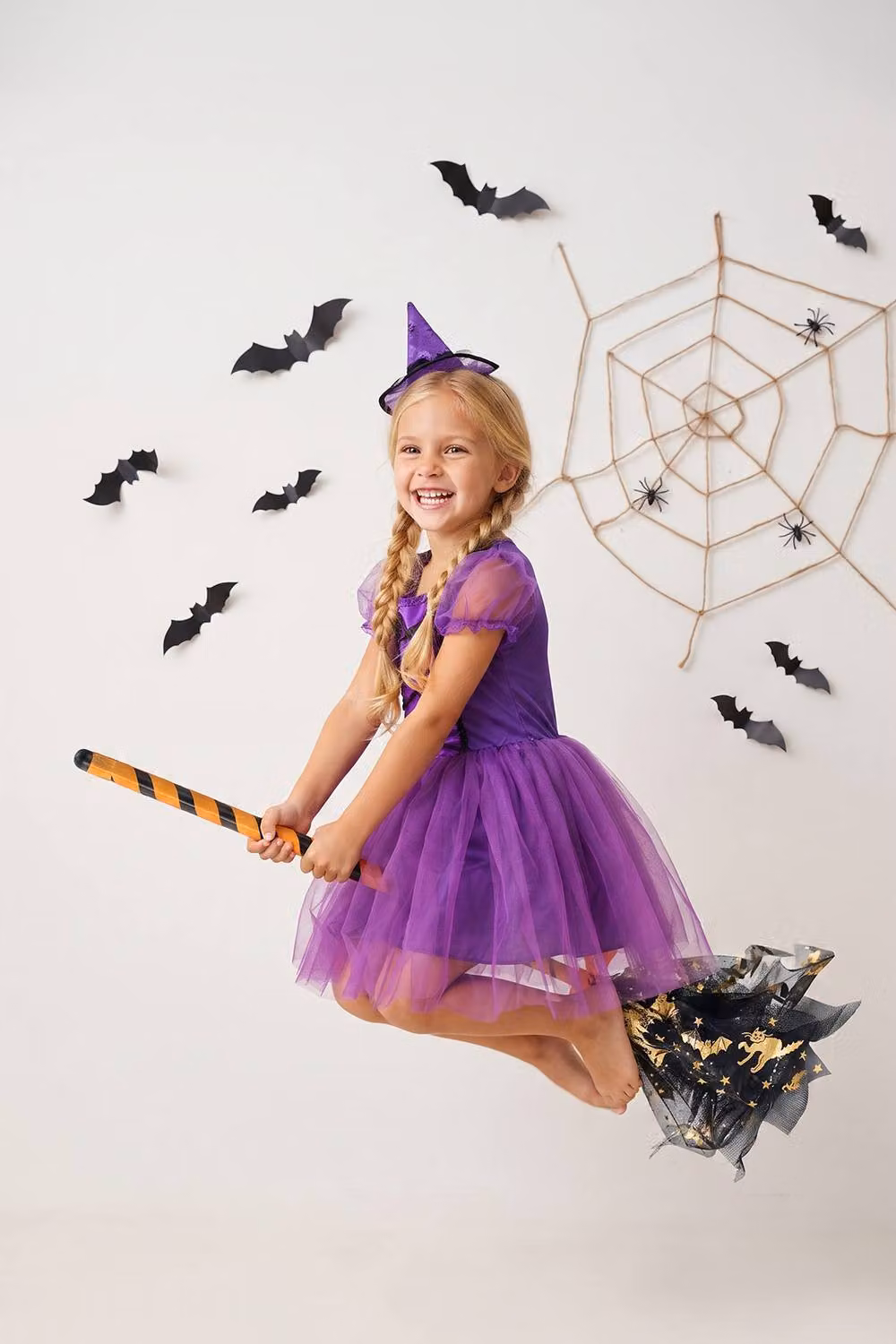 Living and Home Black Striped Halloween Witch Broom for Adults – 2