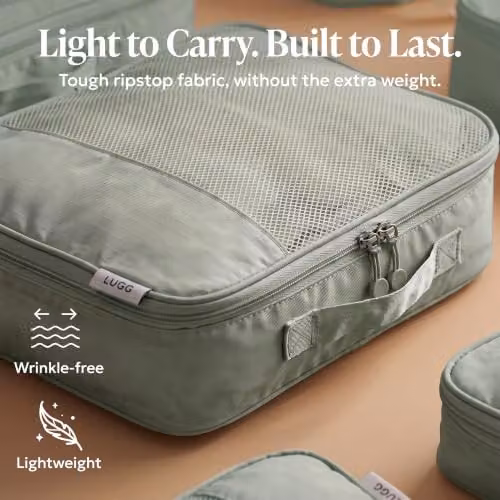 LUGG 8 Set Compression Packing Cubes Suitcase Organiser in Green – 3
