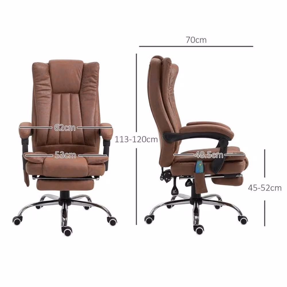 NESTLUNE Brown Executive High Back Office Chair with Vibration Massage and Heat – 2