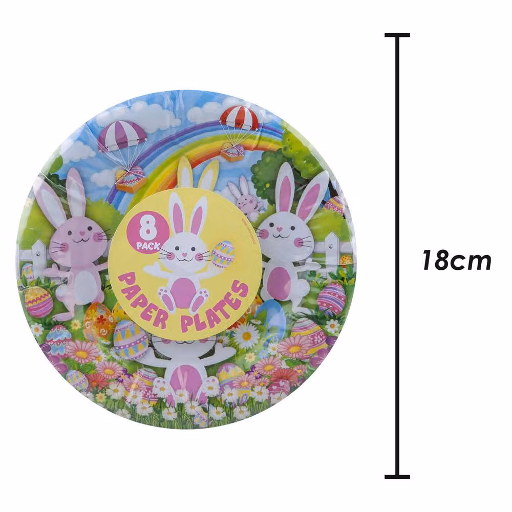 VFM e-Store Easter Bunny Design Paper Plates, Multicolour, 8 Pack – 2