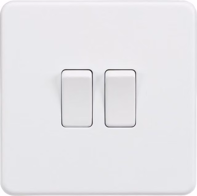 Knightsbridge Screwless 10AX 2G 2-Way Flush Switch in Matt White