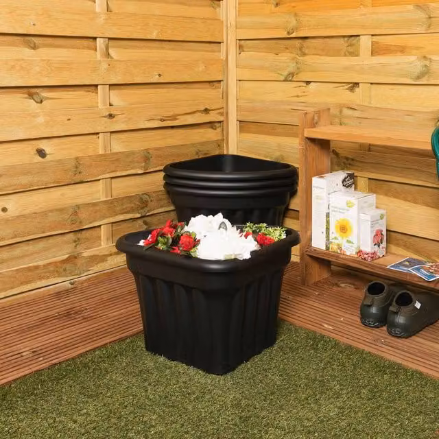 Wham Vista Corner Plastic Planter, Black, W/D/H: 40 x 40 x 4 cm – 1
