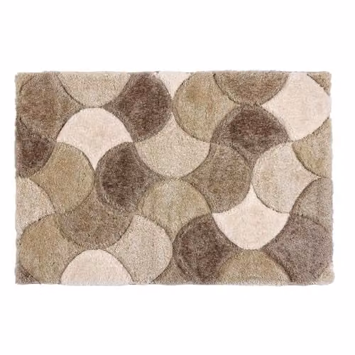 Phoenox Textiles Limited Origins 3D Scallop Rectangular Rug in Beige, W: 80 cm, L: 150 cm