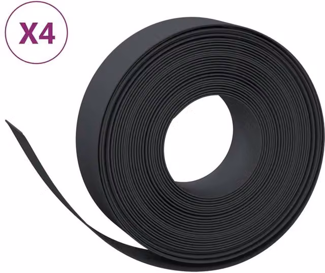 Berkfield Home Garden Edgings, 4 Pieces, Black, 10 m, Height: 15 cm, Polyethylene