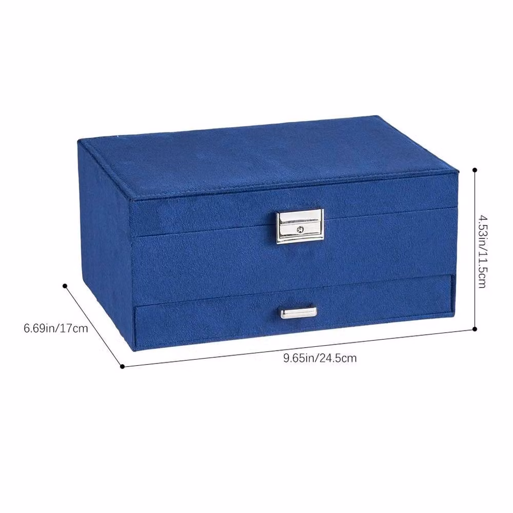 KORVIXA Blue 3 Layer Large Fabric Jewellery Box, Width: 50 cm – 2