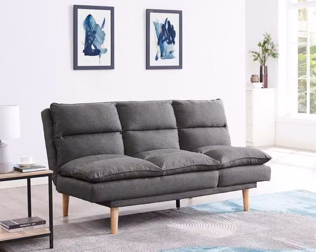 Home Detail Idris Reversible Fabric Sofa Bed with Chaise and Scatter Cushions in Grey, W/D/H: 167 x 89 x 140 cm – 1