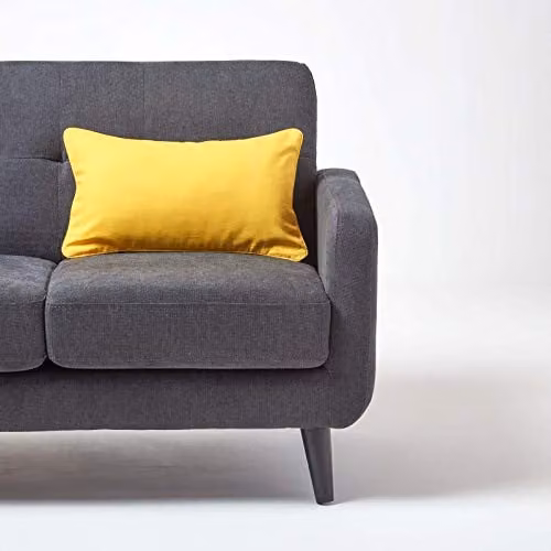 Homescapes Plain Yellow Cotton Cushion Cover, W/H: 30 x 30 cm – 3