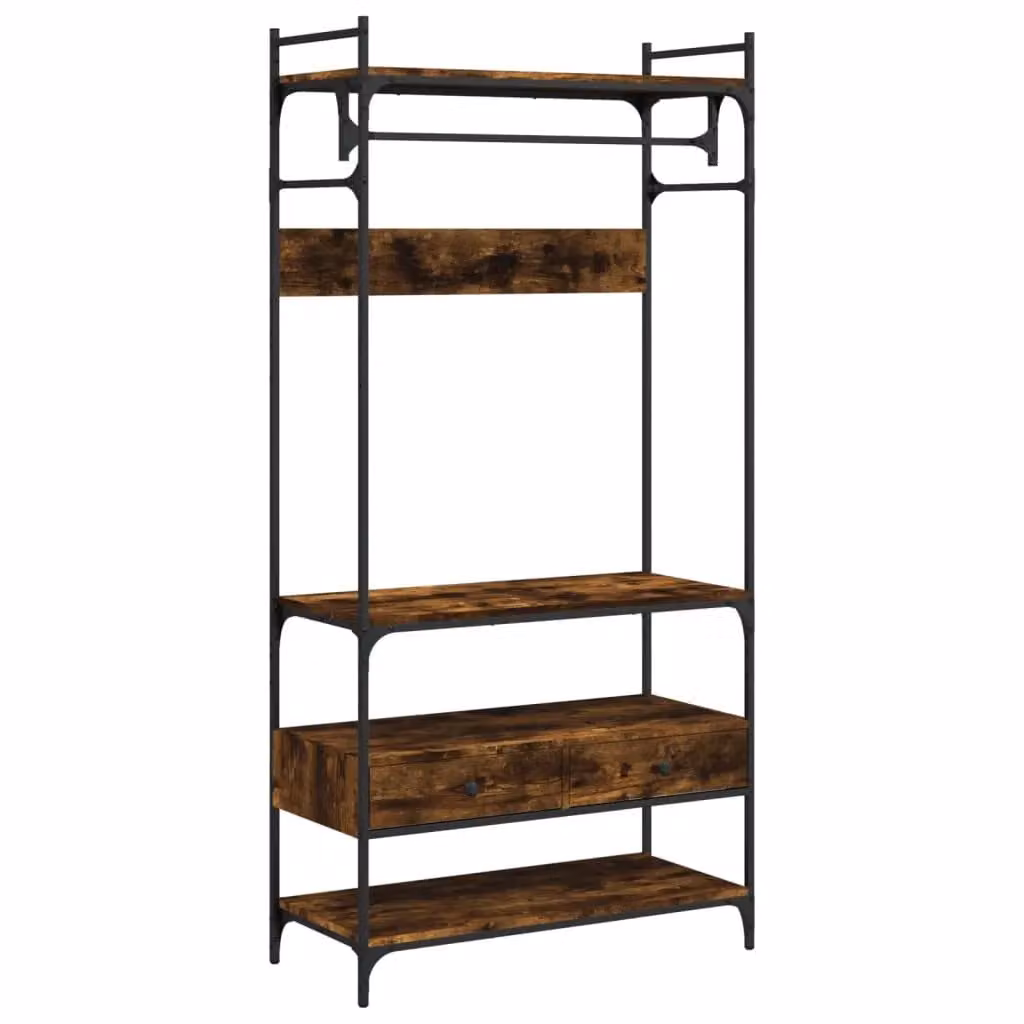 Berkfield Home Wardrobe with Integrated Drawers in Smoked Oak Brown, W/D/H: 89 x 39 x 184.5 cm – 2