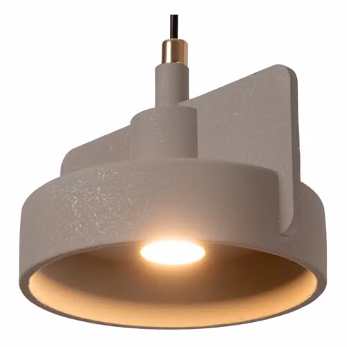 Lucide Ninja Multicolour Industrial Pendant Light with Concrete and Metal Finish, 3 x E27, Height Adjustable – 3