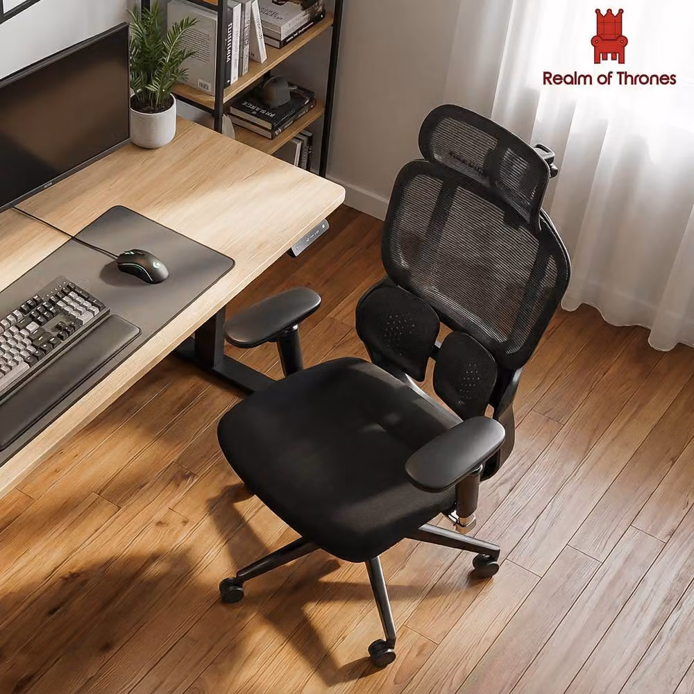 Realm of Thrones Ergonomic Mesh Office Chair in Black for Professionals and Home Office, W/D/H: 120 x 62.98 x 66 cm – 3