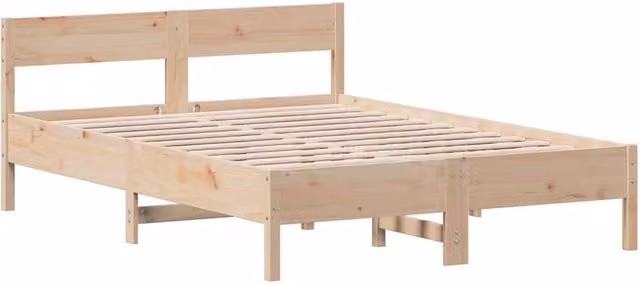 Berkfield Home Beautiful Solid Wood Small Double Bed Frame in Beige, W/D/H: 190 x 120 x 71.5 cm