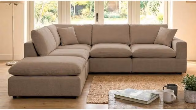 Artemis Home Cotleigh Reversible 5-Piece Modular L-Shape Corner Sofa in Brown Fabric – 1