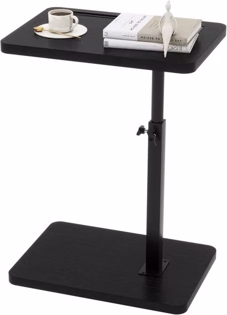 SPETLEK Adjustable Black Sofa Side Table with Rotating Top and Height Adjustment – 1