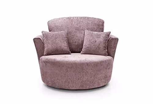 Abakus Direct Harriet Pink Crushed Chenille Swivel Tub Chair – 1