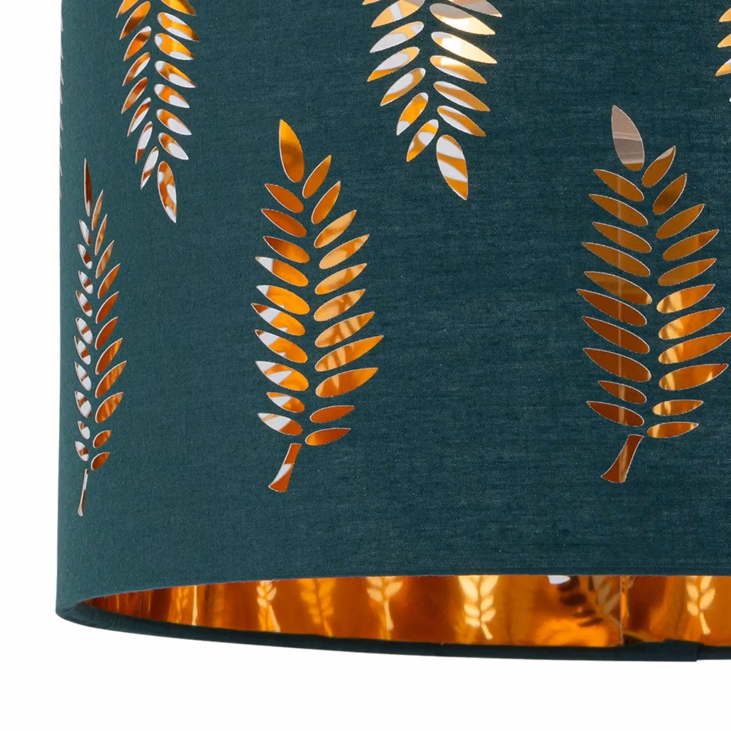 First Choice Lighting Aura Set of 2 Satin Brass Table Lamps with Green Fern Cut Out Glass Shades in Gold – 3