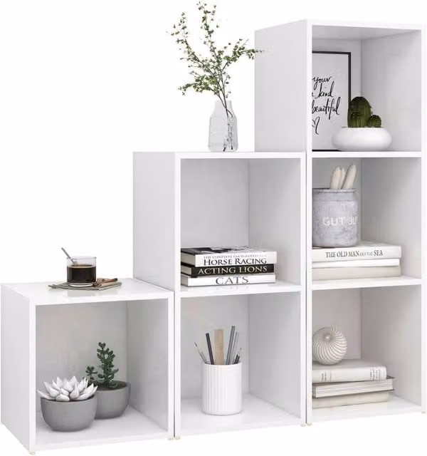 Berkfield Home Classic 3 Piece White Matt Engineered Wood TV Cabinet Set