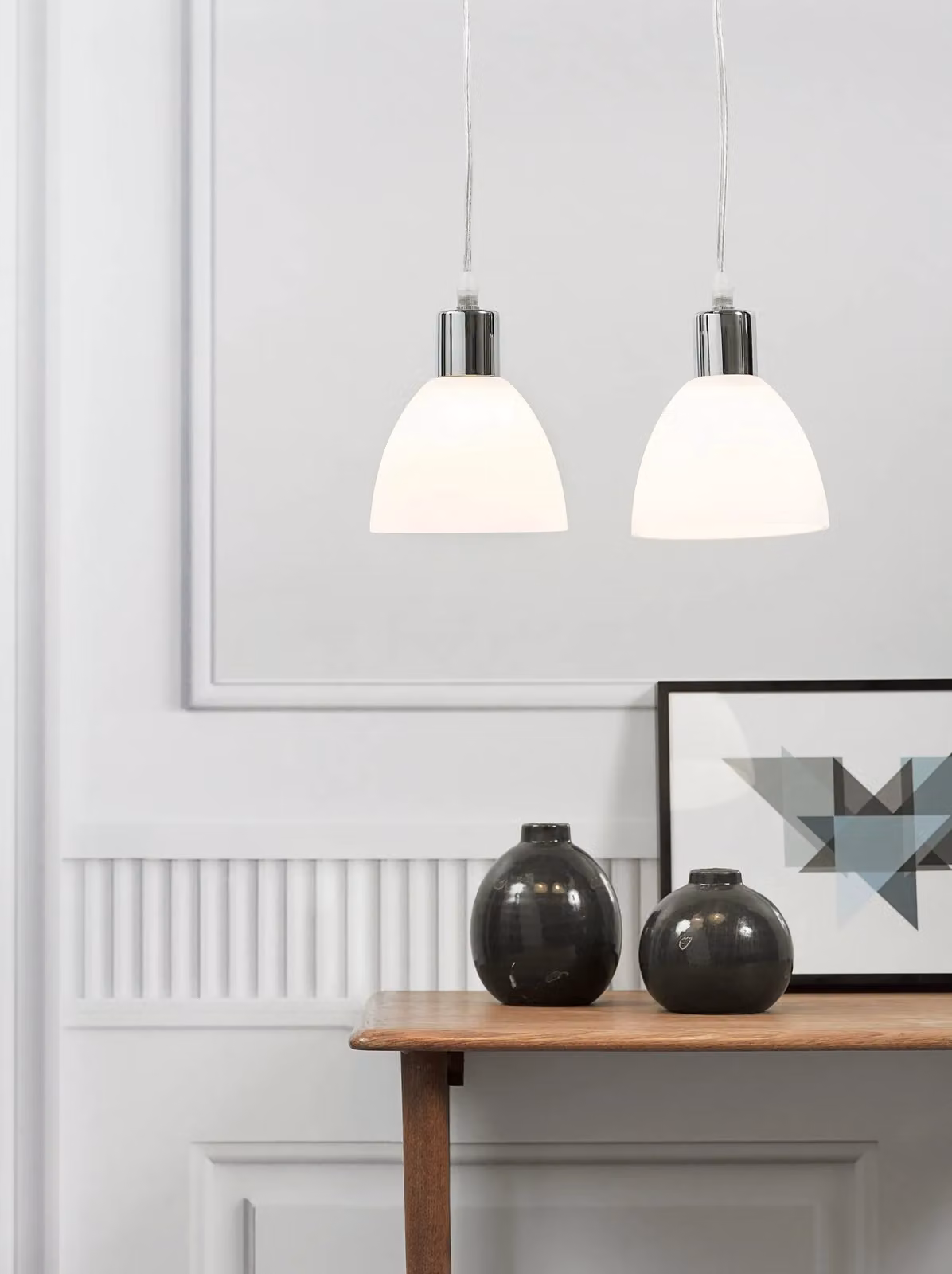 Nordlux Ray Suspended Pendant Light in Chrome and Glass with E14 Base – 3