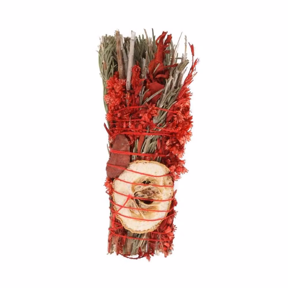 Uniqueful Ritual Wand Smudge Stick with Rosemary, Sage and Red Jasper, Multicolour, 15.24 cm – 2