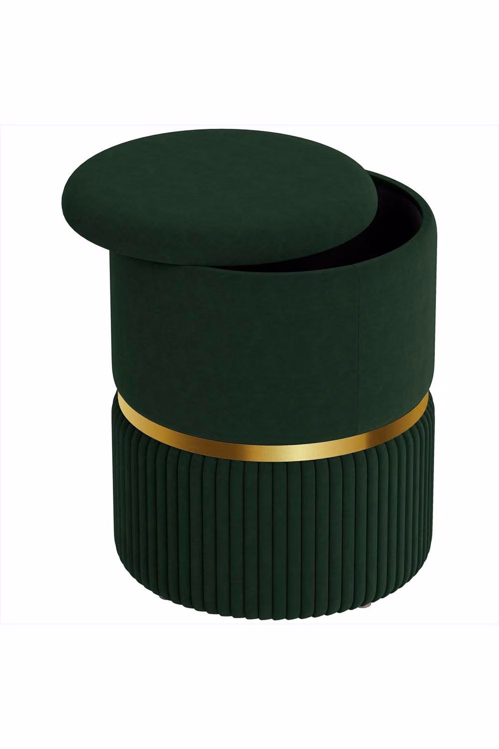 ERGOVEXA Velvet Storage Ottoman, Green, H 44 cm x W 36 cm x D 36 cm – 3