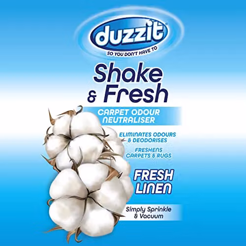 Duzzit Shake and Fresh Carpet Odour Neutraliser and Freshener Powder, Fresh Linen, 500g – 2