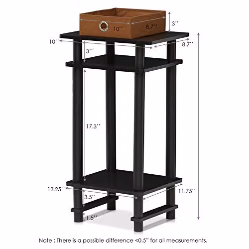 Furinno TURN-N-TUBE Set of 2 3-Tier Side Tables with Storage Bin in Espresso – 6