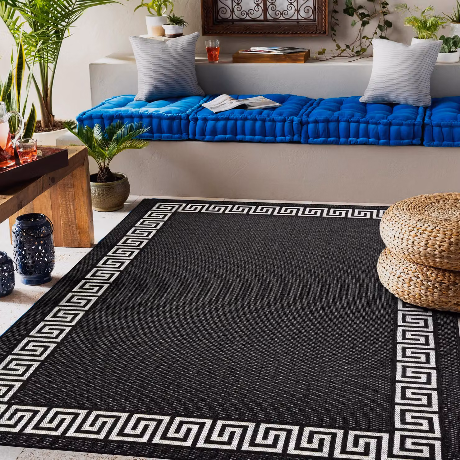 RugsX Black Flat Weave Polypropylene Rectangular Rug, W: 200 cm, D: 290 cm – 3