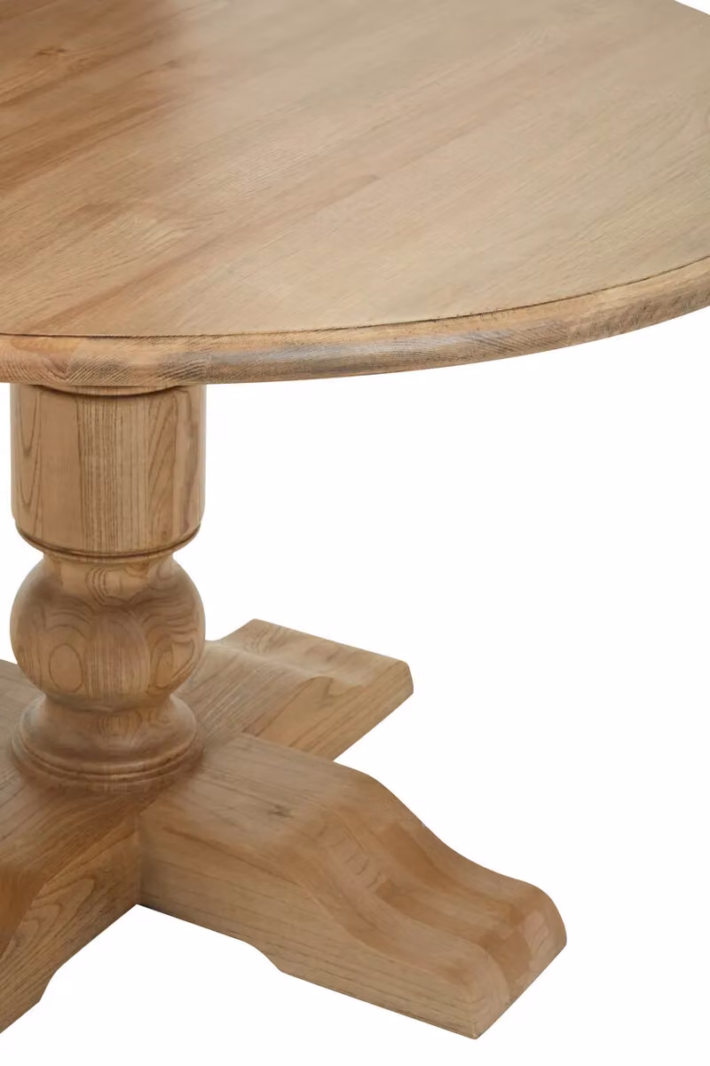 Orsina Round Oak Wood Dining Table in Brown and Beige, W: 127.0 cm, D: 127.0 cm, H: 77.0 cm – 5