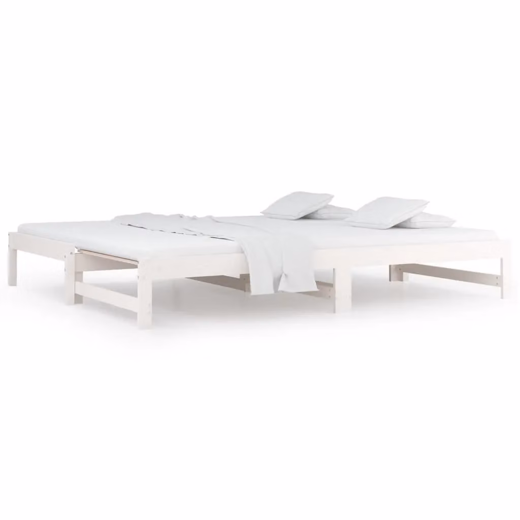 Berkfield Home White Rustic Solid Wood Pine Pull-out Day Bed with Drawers, W/D/H: 90 x 200 cm – 2