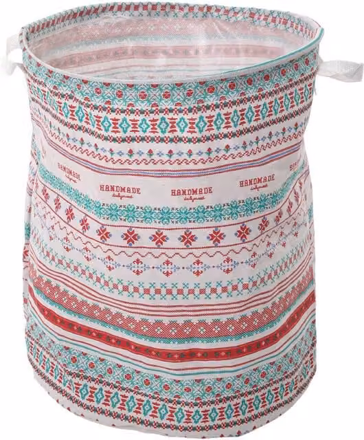 Livingandhome Collapsible Fabric Laundry Basket with Handles, Pink