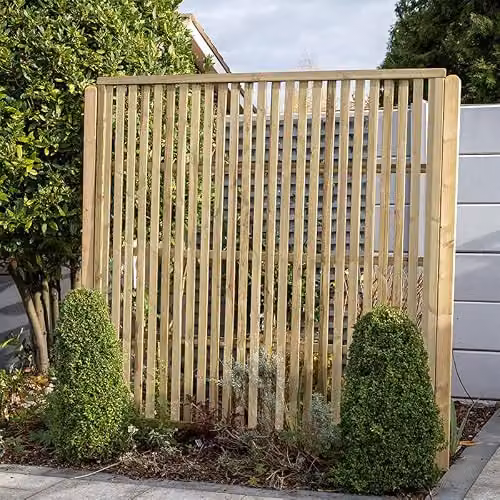 Forest Garden Brown Wooden Vertical Slatted Trellis Screen Board, Pack of 5, W/H: 180 x 180 cm – 4