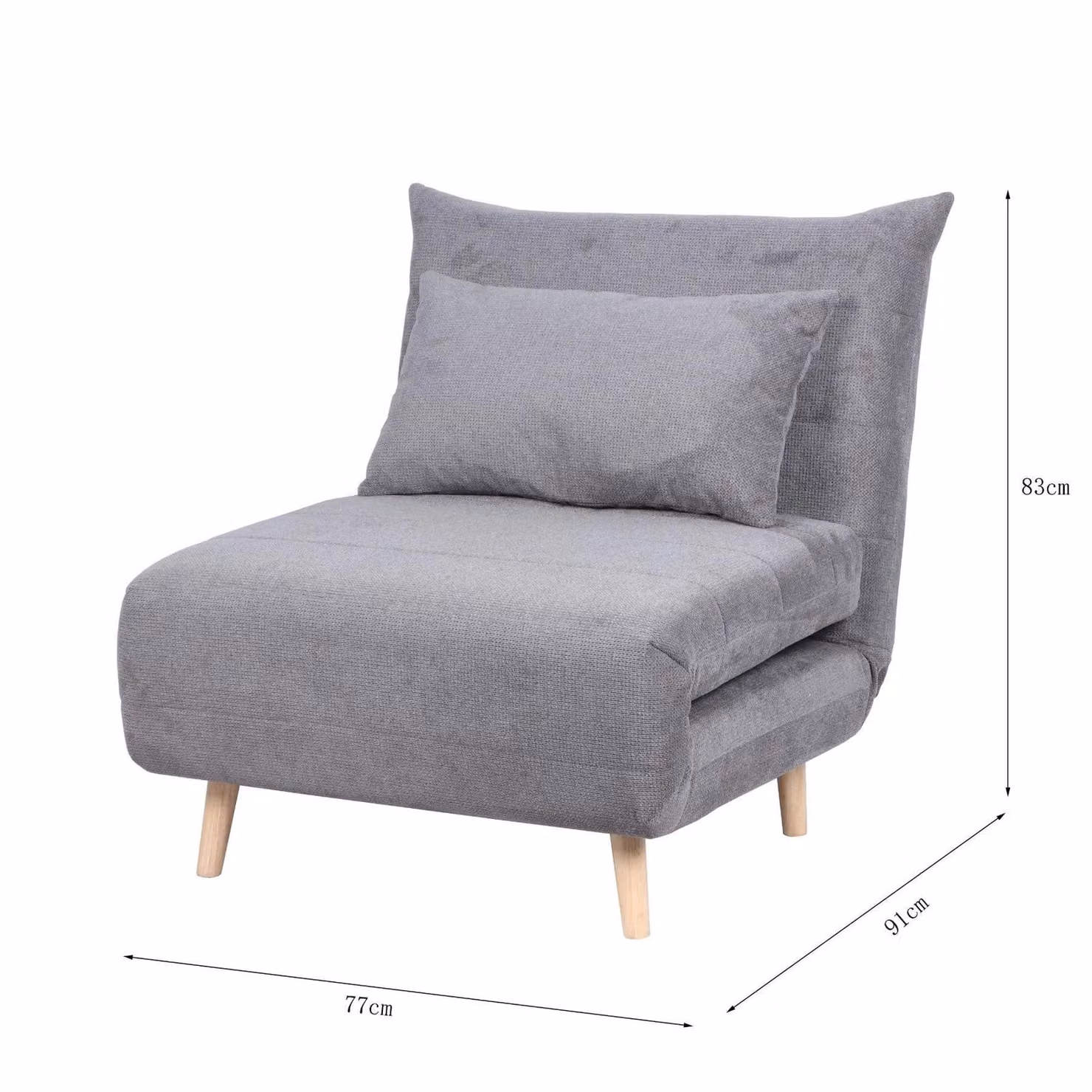 Home Source Grey Fabric Single Click Clack Sofa Bed Sleeper – 3