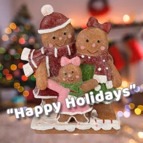 VFM e-Store Gingerbread Family Ornament Decoration, Brown, W: 15 cm, H: 11.5 cm – 4