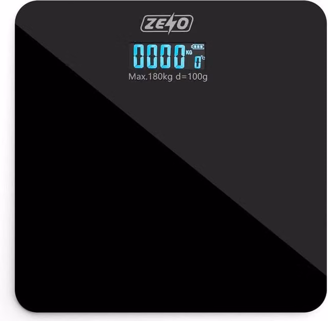 NESTLUNE Black Digital LCD Electronic Personal Body Scales with Glass Surface