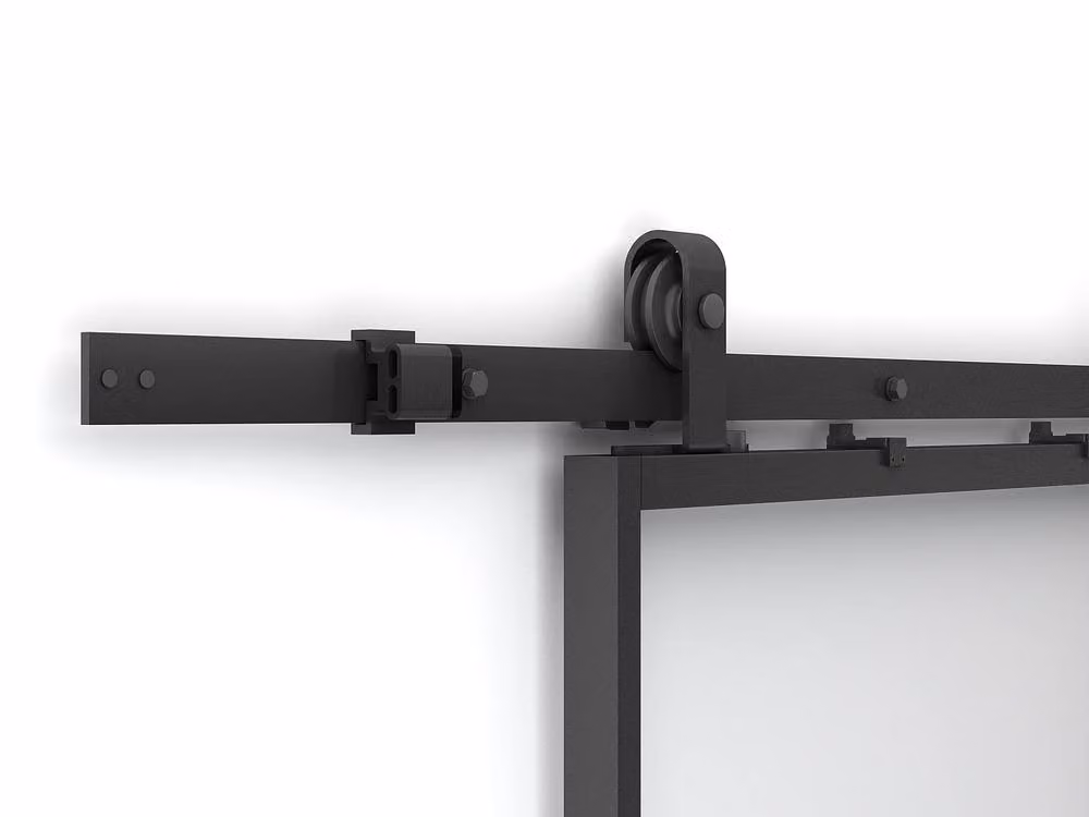 Vente-unique Industrial Sliding Pocket Door System in Black Aluminium and Transparent Glass, H: 205.0 cm x W: 63.0 cm – 3