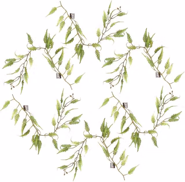 Leaf Green Artificial Hanging Trailing Fern Plant, 6 x 125 cm