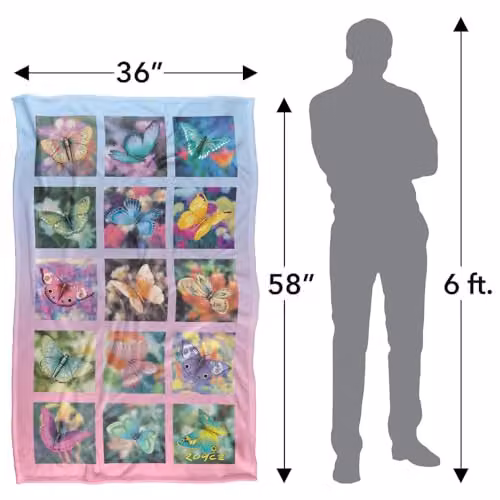 JQ Licensing Royce Mcclure Butterfly Boxes Silky Touch Super Soft Floral Throw Blanket, Multicolour, W: 91 cm, L: 147 cm – 3
