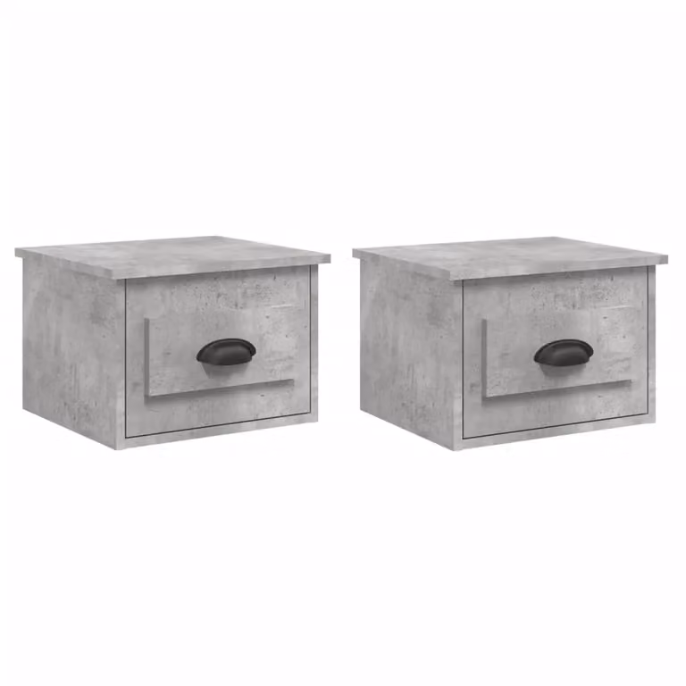 Berkfield Home Wall-mounted Bedside Cabinets, 2 Piece, Concrete Grey, W: 41.5 cm, D: 36 cm, H: 28 cm