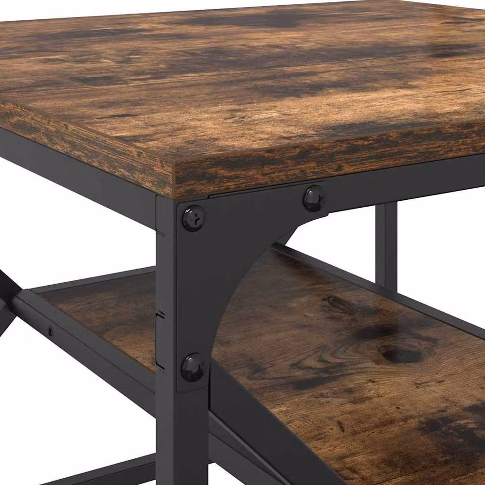 Berkfield Home Decorative End Table with Storage Shelf in Brown Oak Wood, W/D/H: 40 x 40 x 49 cm – 5