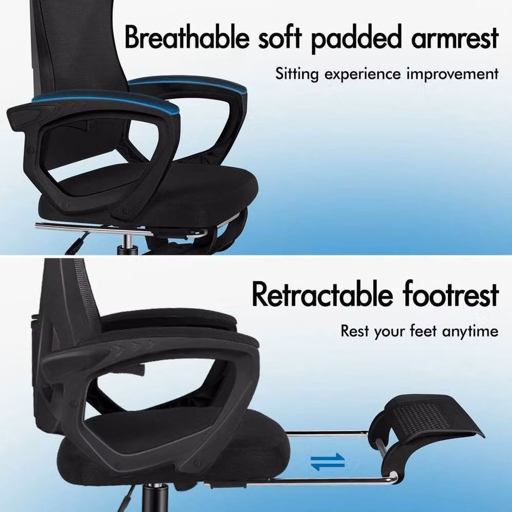 FORGEVIO Ergonomic Mesh Office Chair with Headrest and Armrests in Black – 3