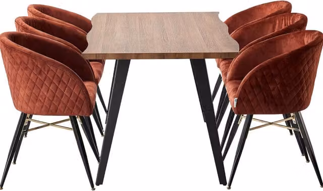 Life Interiors EVA Dining Chair in Terracotta Velvet Fabric with Metal Legs