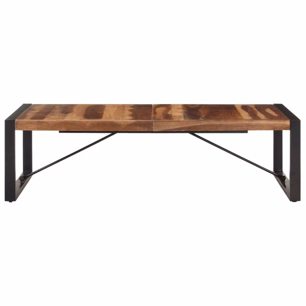 Berkfield Home Industrial Coffee Table in Brown Solid Acacia and Rubberwood, W: 140 cm, D: 70 cm, H: 40 cm – 2