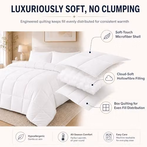 Pamposh 10.5 Tog Hollow Fibre Duvet Quilt, Grey and White, W/D/H: 200 x 200 cm – 9