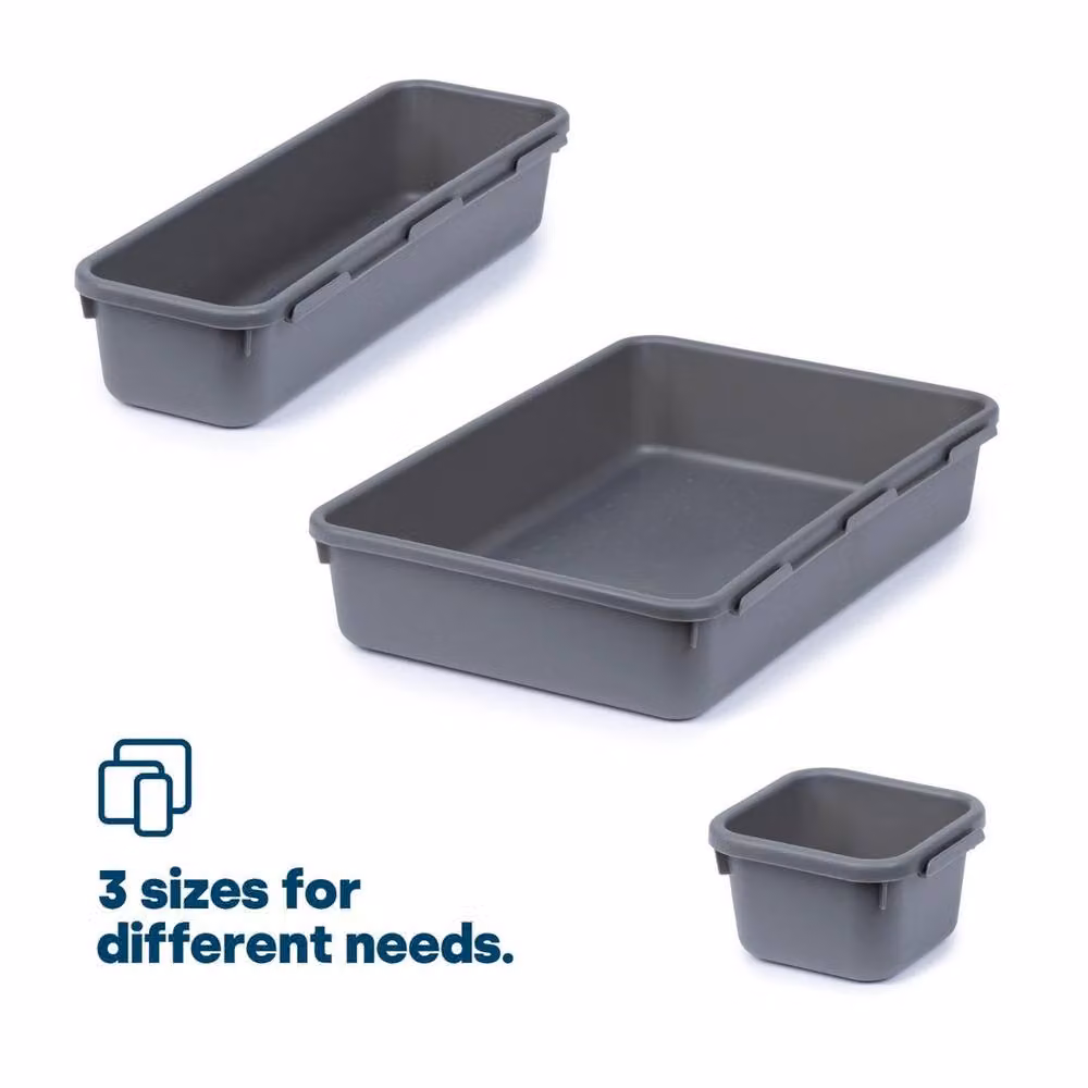 NESTLUNE Grey Interlocking Drawer Organiser Set of 8 Plastic Storage Trays – 6